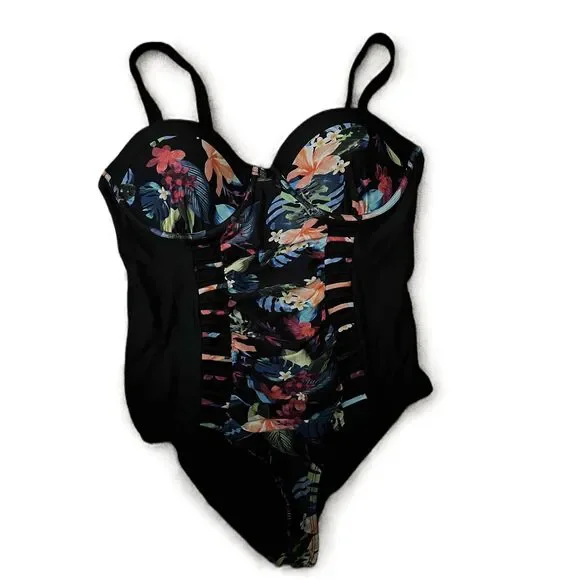 Meet Curve Black Floral Mesh Paneling Padded Swimsuit Womens
Size: 2XL (New) - Picture 1 of 7
